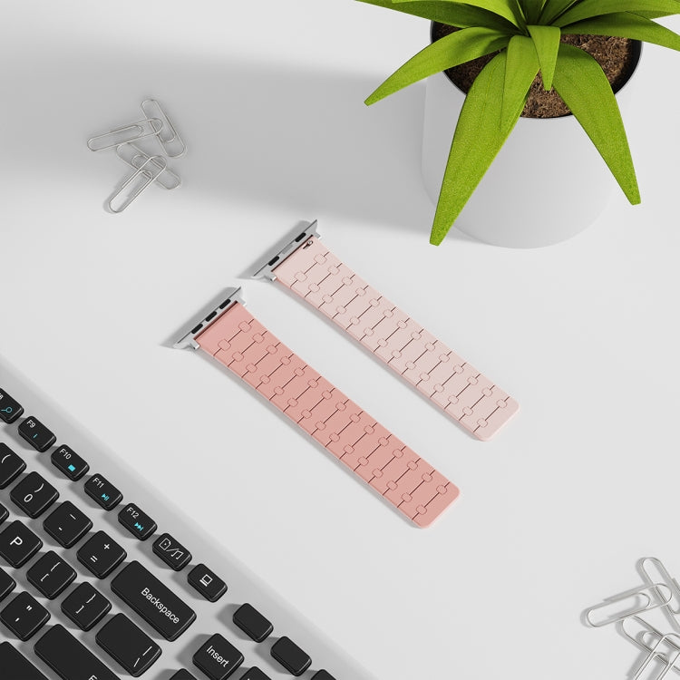 For Apple Watch Series 7 45mm Two Color Loop Magnetic Silicone Watch Band(Peach+Light Pink) - Watch Bands by PMC TechLife | Online Shopping South Africa | PMC TechLife