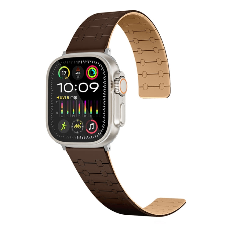For Apple Watch SE 44mm Two Color Loop Magnetic Silicone Watch Band(Dark Brown+Light Brown) - Watch Bands by PMC TechLife | Online Shopping South Africa | PMC TechLife