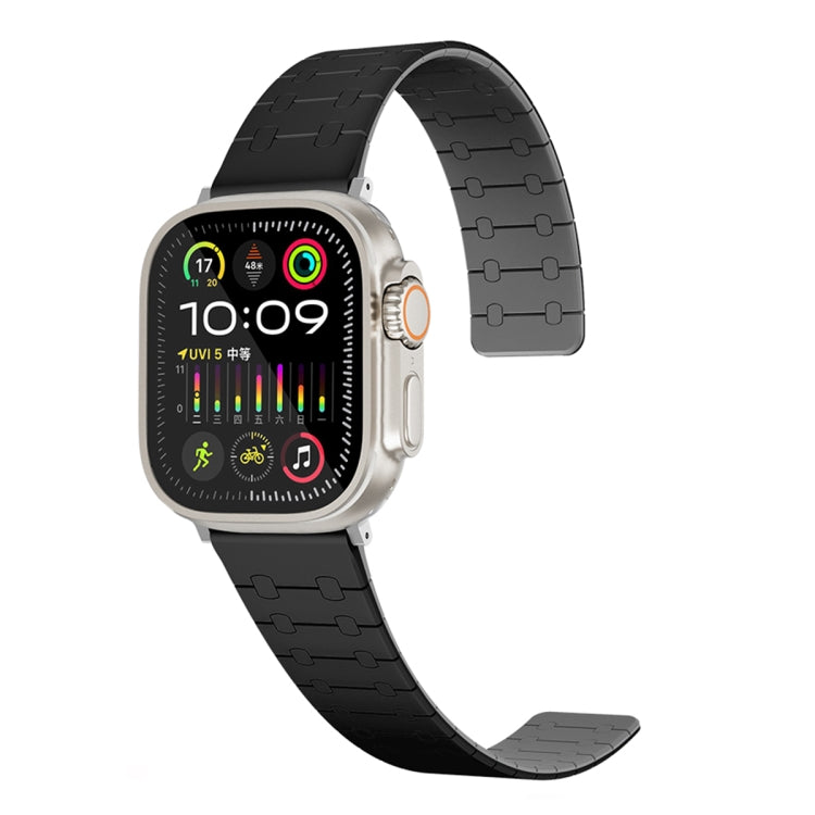 For Apple Watch Series 3 38mm Two Color Loop Magnetic Silicone Watch Band(Black+Grey) - Watch Bands by PMC TechLife | Online Shopping South Africa | PMC TechLife