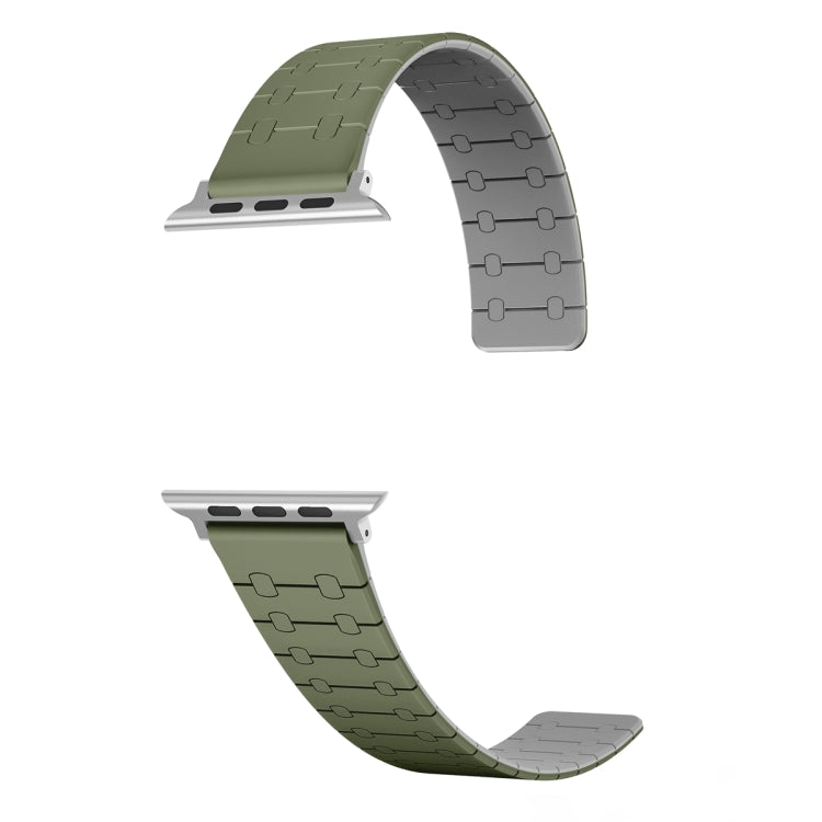 For Apple Watch Series 2 38mm Two Color Loop Magnetic Silicone Watch Band(Green+Grey) - Watch Bands by PMC TechLife | Online Shopping South Africa | PMC TechLife
