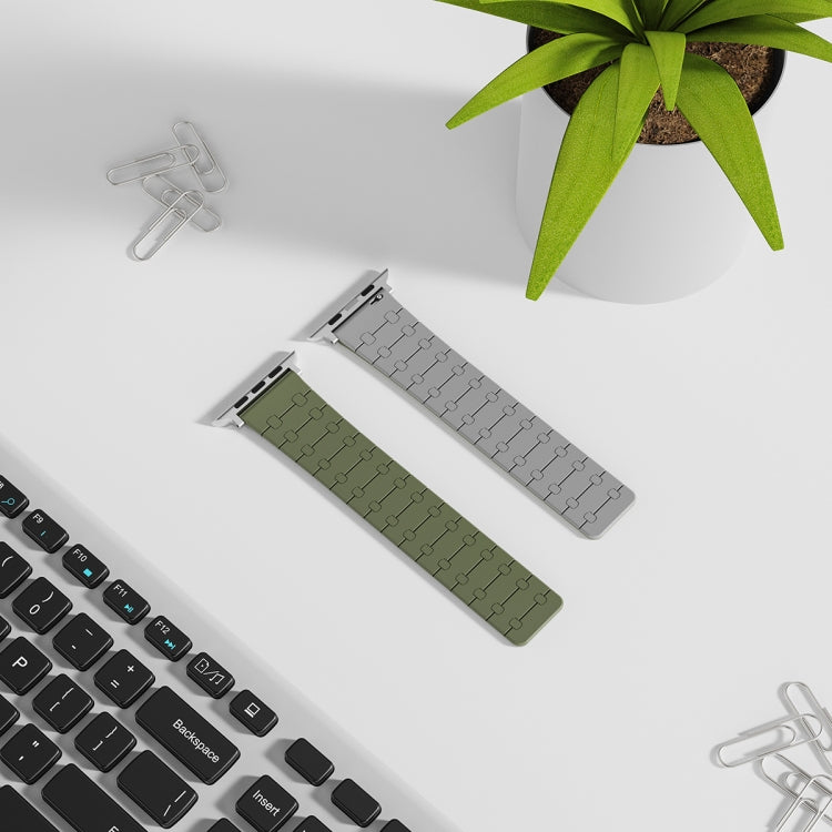For Apple Watch 42mm Two Color Loop Magnetic Silicone Watch Band(Green+Grey) - free shipping - PMC TechLife - Order now!