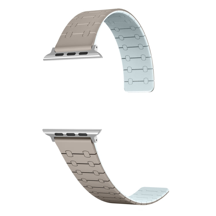For Apple Watch 38mm Two Color Loop Magnetic Silicone Watch Band(Khaki+Light Green) - free shipping - PMC TechLife - Order now!