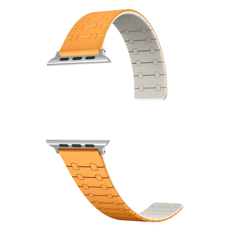 For Apple Watch 38mm Two Color Loop Magnetic Silicone Watch Band(Orange+Starlight) - Watch Bands by PMC TechLife | Online Shopping South Africa | PMC TechLife