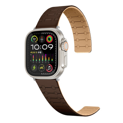 For Apple Watch 38mm Two Color Loop Magnetic Silicone Watch Band(Dark Brown+Light Brown) - Watch Bands by PMC Jewellery | Online Shopping South Africa | PMC Jewellery