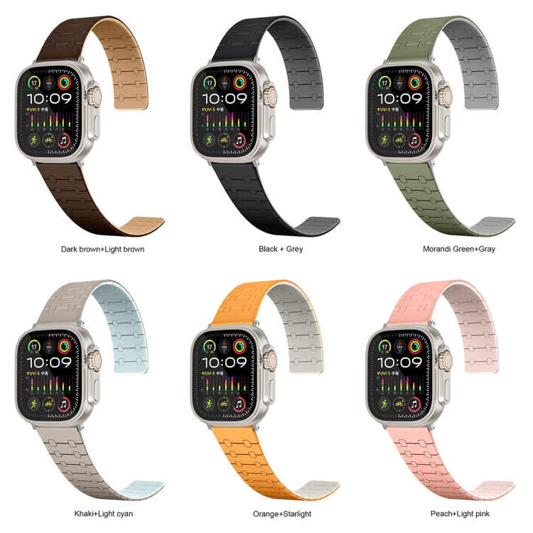 For Apple Watch SE 2022 40mm Two Color Loop Magnetic Silicone Watch Band(Orange+Starlight) - Watch Bands by PMC Jewellery | Online Shopping South Africa | PMC Jewellery