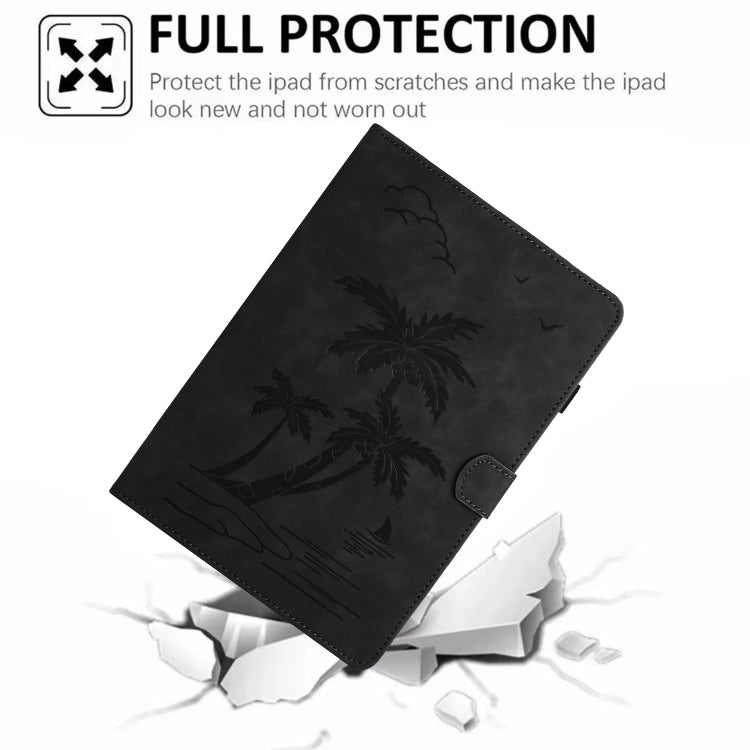 For iPad Pro 11 2024 Coconut Tree Embossed Smart Leather Tablet Case(Black) - iPad Pro 11 2024 Cases by PMC TechLife | Online Shopping South Africa | PMC TechLife | Buy Now Pay Later Mobicred