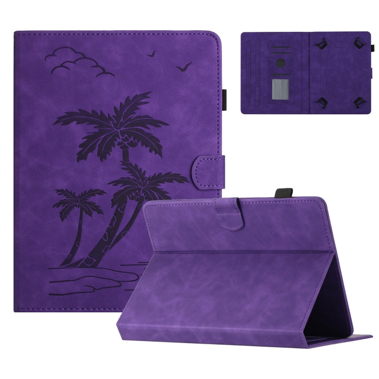 For 10 inch Universal Coconut Tree Embossed Leather Tablet Case(Purple) - free shipping - PMC TechLife - Order now!