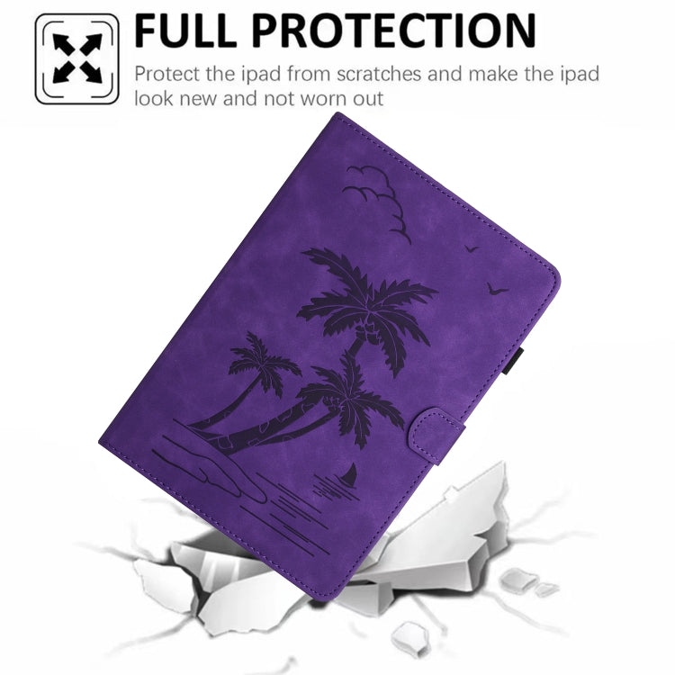 For 10 inch Universal Coconut Tree Embossed Leather Tablet Case(Purple) - free shipping - PMC TechLife - Order now!