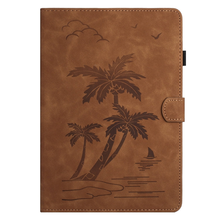 For Samsung Galaxy Tab S9 X710/X716B/X718U Coconut Tree Embossed Smart Leather Tablet Case(Brown) - Galaxy Tab S9 Cases by PMC Jewellery | Online Shopping South Africa | PMC Jewellery | Buy Now Pay Later Mobicred