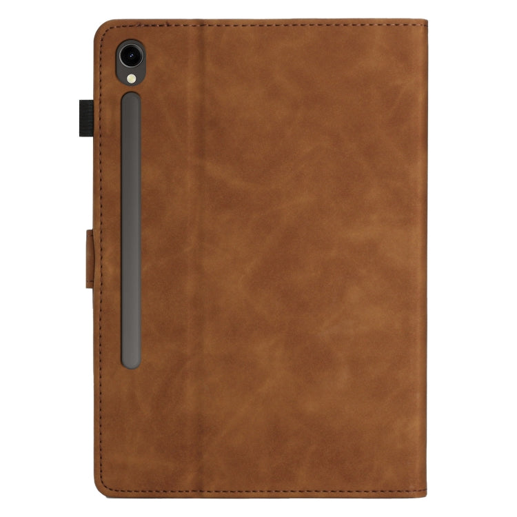 For Samsung Galaxy Tab S9 X710/X716B/X718U Coconut Tree Embossed Smart Leather Tablet Case(Brown) - Galaxy Tab S9 Cases by PMC Jewellery | Online Shopping South Africa | PMC Jewellery | Buy Now Pay Later Mobicred