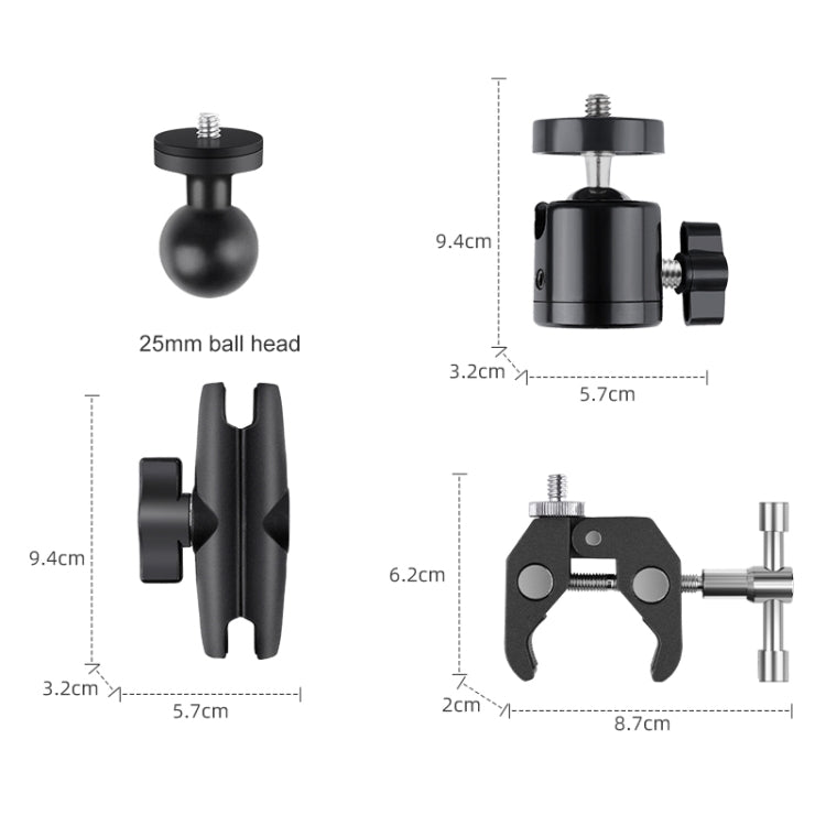 9 in 1 Dual-Link Crabs Selfie Stick Kit Motorcycle Clamps Handlebar Fixed Mount - Holder by PMC TechLife | Online Shopping South Africa | PMC TechLife | Buy Now Pay Later Mobicred