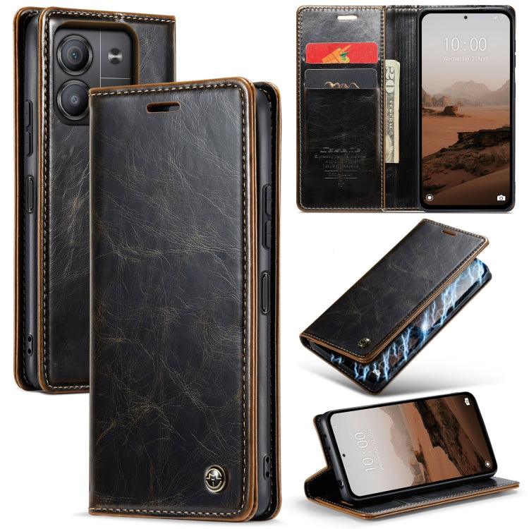 For Xiaomi Redmi Note 13 5G CaseMe 003 Crazy Horse Texture Flip Leather Phone Case(Coffee) - Xiaomi Cases by CaseMe | Online Shopping South Africa | PMC Jewellery | Buy Now Pay Later Mobicred