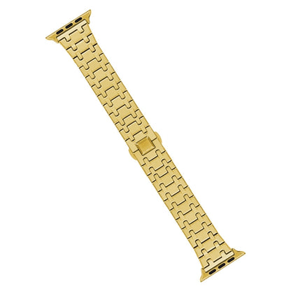 For Apple Watch Series 9 41mm Double T Stainless Steel Watch Band(Gold) - Watch Bands by PMC Jewellery | Online Shopping South Africa | PMC Jewellery