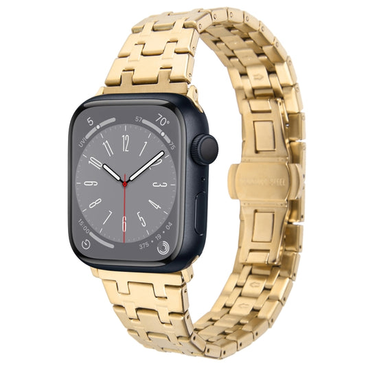 For Apple Watch SE 2022 40mm Double T Stainless Steel Watch Band(Gold) - Watch Bands by PMC Jewellery | Online Shopping South Africa | PMC Jewellery