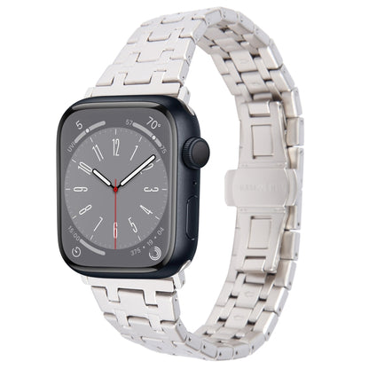 For Apple Watch SE 2022 40mm Double T Stainless Steel Watch Band(Starlight) - Watch Bands by PMC Jewellery | Online Shopping South Africa | PMC Jewellery