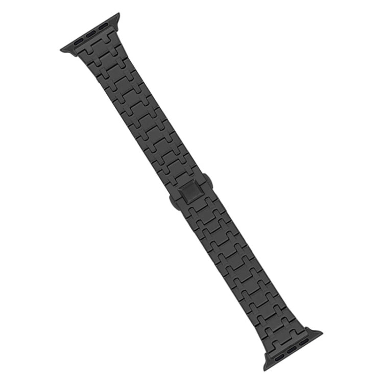 For Apple Watch SE 40mm Double T Stainless Steel Watch Band(Black) - Watch Bands by PMC TechLife | Online Shopping South Africa | PMC TechLife