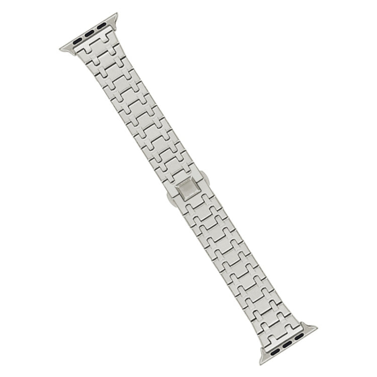 For Apple Watch SE 44mm Double T Stainless Steel Watch Band(Starlight) - Watch Bands by PMC TechLife | Online Shopping South Africa | PMC TechLife
