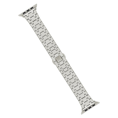 For Apple Watch Series 5 44mm Double T Stainless Steel Watch Band(Starlight) - Watch Bands by PMC Jewellery | Online Shopping South Africa | PMC Jewellery