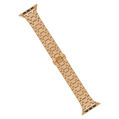 For Apple Watch Series 4 44mm Double T Stainless Steel Watch Band(Rose Gold) - Watch Bands by PMC Jewellery | Online Shopping South Africa | PMC Jewellery