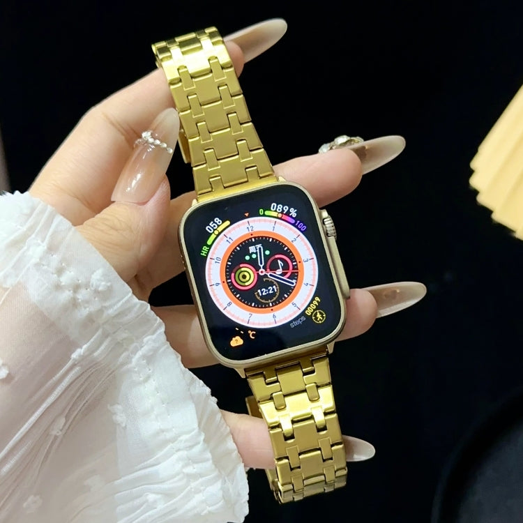 For Apple Watch Series 4 40mm Double T Stainless Steel Watch Band(Gold) - Watch Bands by PMC Jewellery | Online Shopping South Africa | PMC Jewellery