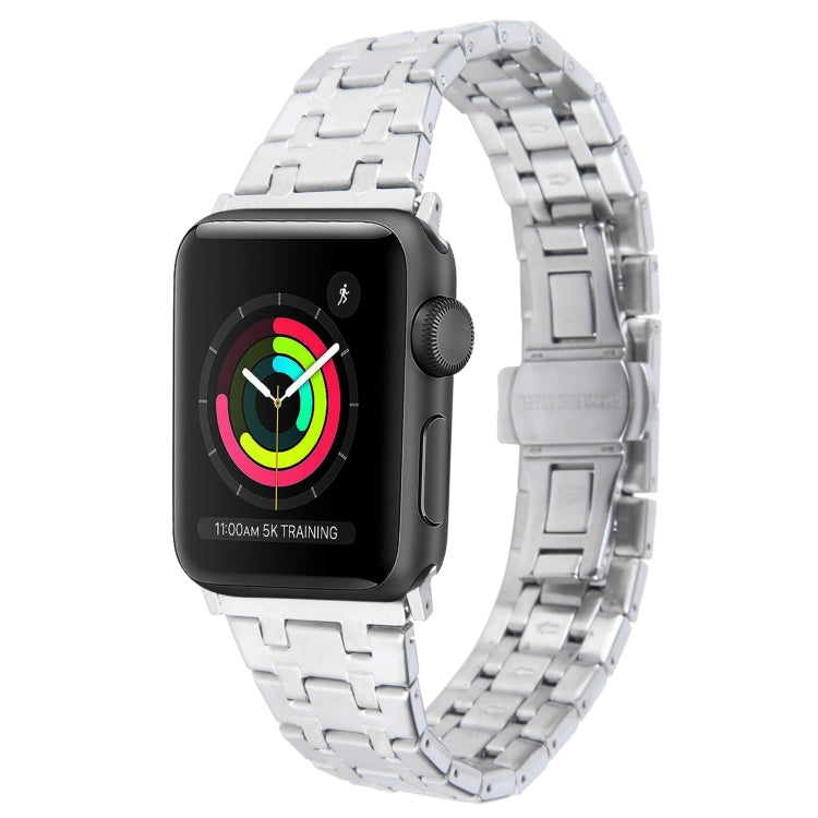 For Apple Watch Series 2 38mm Double T Stainless Steel Watch Band(Silver) - Watch Bands by PMC Jewellery | Online Shopping South Africa | PMC Jewellery