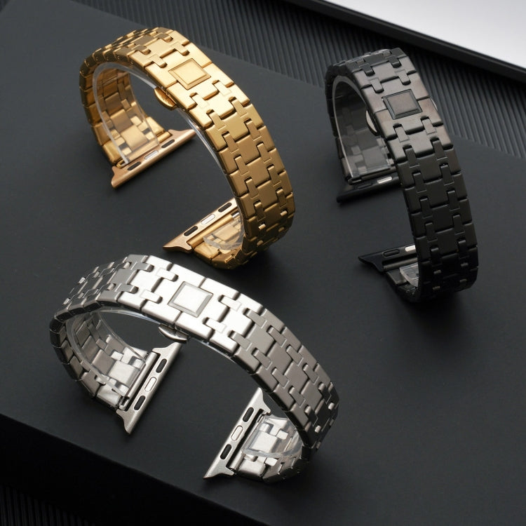 For Apple Watch 42mm Double T Stainless Steel Watch Band(Silver) - Watch Bands by PMC TechLife | Online Shopping South Africa | PMC TechLife