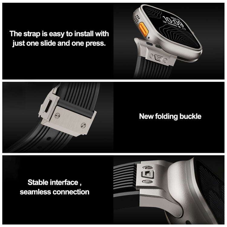 For Apple Watch SE 44mm Vertical Texture Titanium Buckle Elastic Silicone Watch Band(White) - free shipping - PMC TechLife - Order now!
