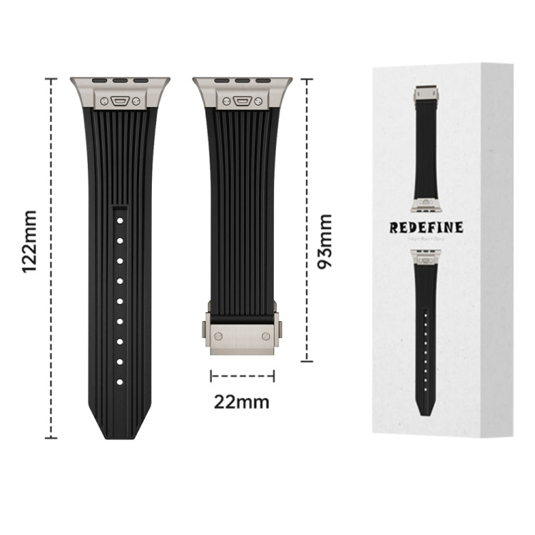 For Apple Watch Series 5 44mm Vertical Texture Titanium Buckle Elastic Silicone Watch Band(Orange) - Watch Bands by PMC TechLife | Online Shopping South Africa | PMC TechLife | Buy Now Pay Later Mobicred