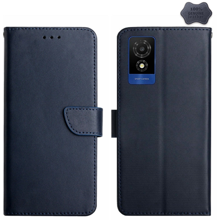 For TCL 502 Genuine Leather Fingerprint-proof Flip Phone Case(Blue) - TCL by PMC TechLife | Online Shopping South Africa | PMC TechLife | Buy Now Pay Later Mobicred