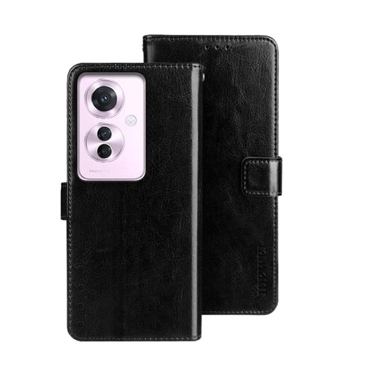 For OPPO Reno11 F 5G idewei Crazy Horse Texture Leather Phone Case(Black) - Reno11 F Cases by idewei | Online Shopping South Africa | PMC Jewellery | Buy Now Pay Later Mobicred