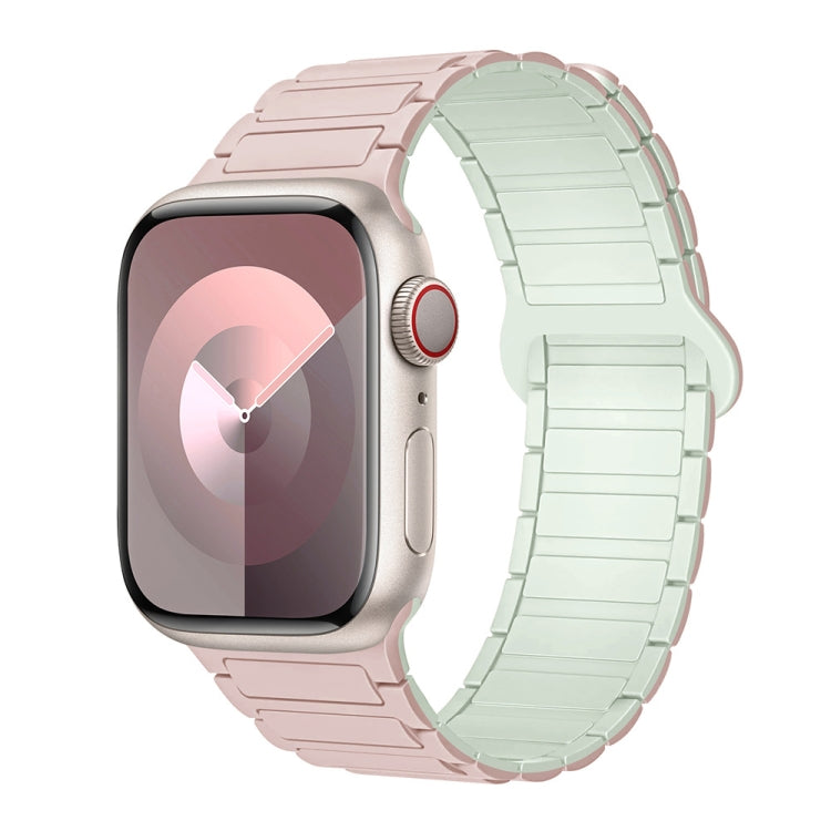 For Apple Watch SE 2023 40mm I-Shaped Magnetic Silicone Watch Band(Pink Mint) - Watch Bands by PMC Jewellery | Online Shopping South Africa | PMC Jewellery