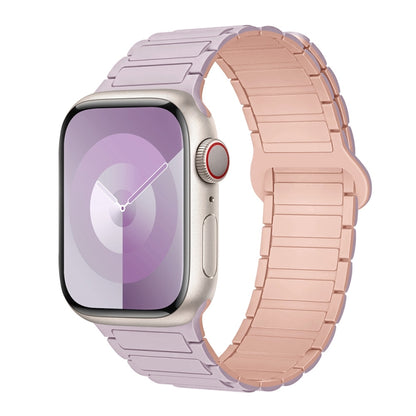 For Apple Watch Series 8 41mm I-Shaped Magnetic Silicone Watch Band(Light Purple Pink) - Watch Bands by PMC Jewellery | Online Shopping South Africa | PMC Jewellery