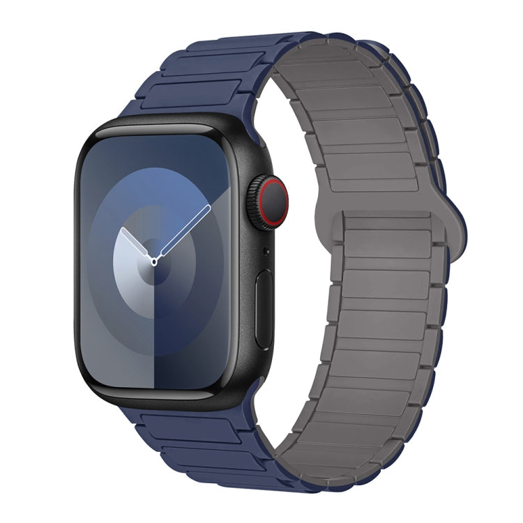 For Apple Watch Series 8 45mm I-Shaped Magnetic Silicone Watch Band(Indigo Gray) - Watch Bands by PMC Jewellery | Online Shopping South Africa | PMC Jewellery