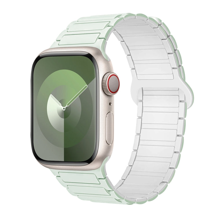 For Apple Watch Series 7 41mm I-Shaped Magnetic Silicone Watch Band(Mint White) - Watch Bands by PMC Jewellery | Online Shopping South Africa | PMC Jewellery