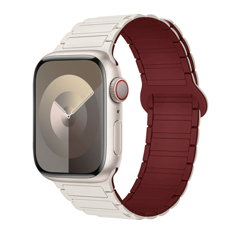 For Apple Watch Series 6 40mm I-Shaped Magnetic Silicone Watch Band(Starlight Wine Red) - Watch Bands by PMC Jewellery | Online Shopping South Africa | PMC Jewellery