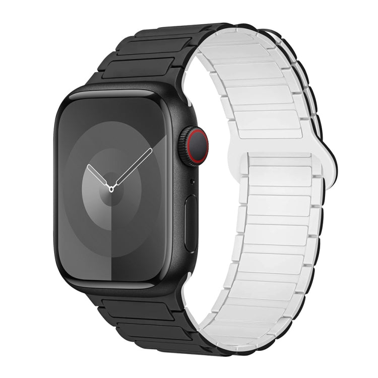 For Apple Watch Series 2 42mm I-Shaped Magnetic Silicone Watch Band(Black White) - Watch Bands by PMC TechLife | Online Shopping South Africa | PMC TechLife
