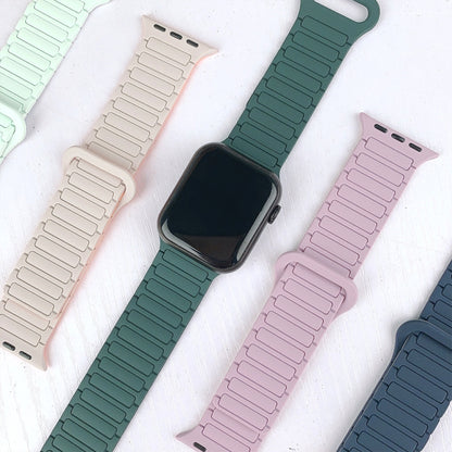 For Apple Watch Series 8 45mm I-Shaped Magnetic Silicone Watch Band(Mint White) - Watch Bands by PMC Jewellery | Online Shopping South Africa | PMC Jewellery