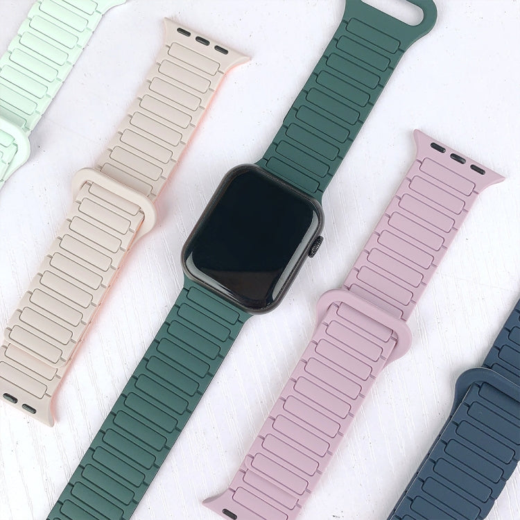 For Apple Watch SE 44mm I-Shaped Magnetic Silicone Watch Band(Mint White) - Watch Bands by PMC TechLife | Online Shopping South Africa | PMC TechLife
