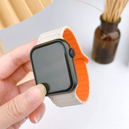 For Apple Watch Series 4 40mm I-Shaped Magnetic Silicone Watch Band(Black Orange) - Watch Bands by PMC Jewellery | Online Shopping South Africa | PMC Jewellery