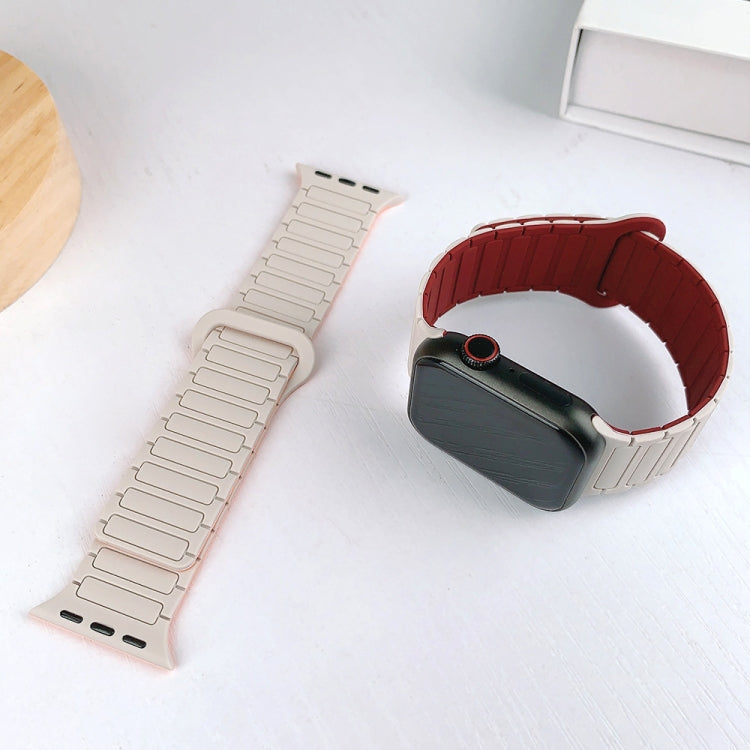 For Apple Watch SE 44mm I-Shaped Magnetic Silicone Watch Band(Starlight Wine Red) - Watch Bands by PMC Jewellery | Online Shopping South Africa | PMC Jewellery