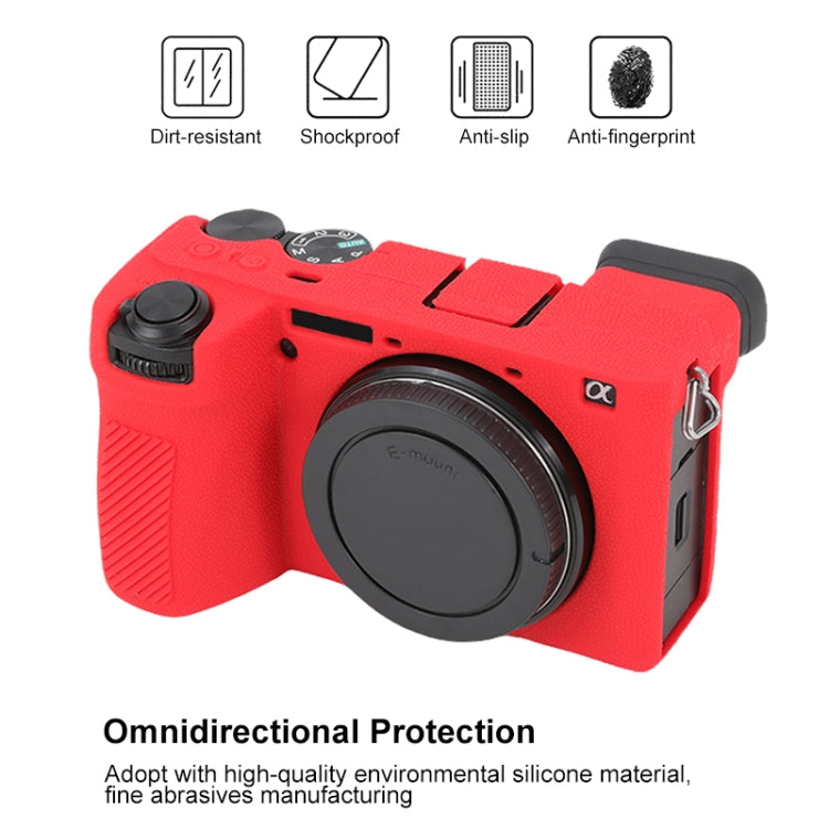 For Sony ILCE-6700 / A6700 Litchi Texture Soft Silicone Protective Case(Red) - Protective Case by PMC Jewellery | Online Shopping South Africa | PMC Jewellery