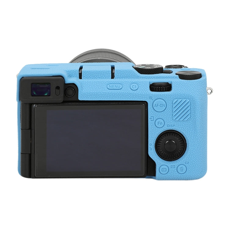 For Sony ILCE-7CM2 / A7C II / A7CR Litchi Texture Soft Silicone Protective Case(Blue) - Protective Case by PMC TechLife | Online Shopping South Africa | PMC TechLife | Buy Now Pay Later Mobicred