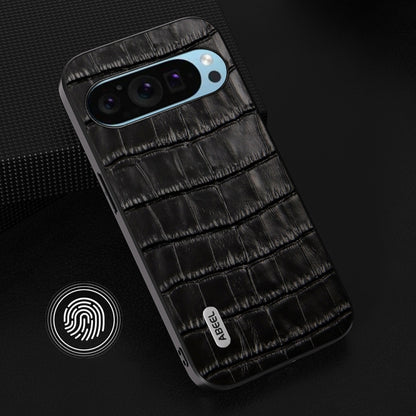 For Google Pixel 9 ABEEL Crocodile Texture Genuine Leather Phone Case(Black) - Google Cases by PMC Jewellery | Online Shopping South Africa | PMC Jewellery | Buy Now Pay Later Mobicred