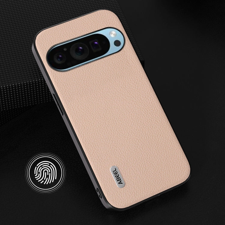 For Google Pixel 9 Pro ABEEL Genuine Leather + PC Litchi Texture Phone Case(Pink Gold) - Google Cases by PMC Jewellery | Online Shopping South Africa | PMC Jewellery | Buy Now Pay Later Mobicred