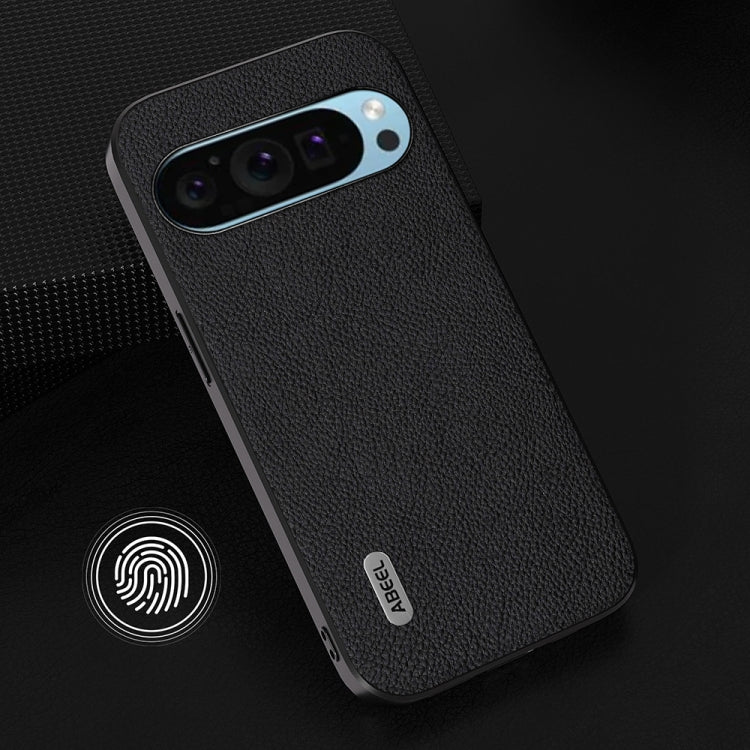 For Google Pixel 9 Pro ABEEL Genuine Leather + PC Litchi Texture Phone Case(Black) - Google Cases by PMC TechLife | Online Shopping South Africa | PMC TechLife | Buy Now Pay Later Mobicred