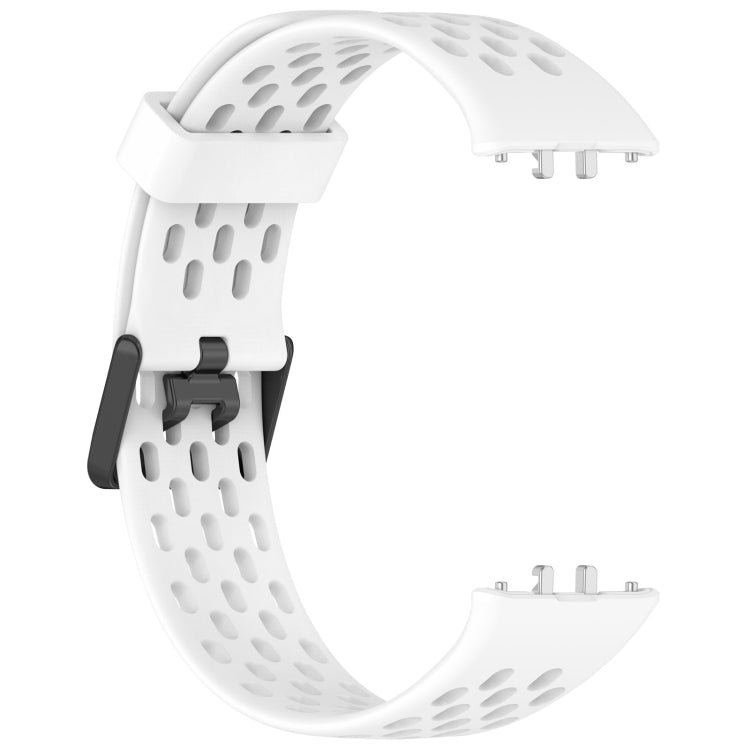 For Samsung Galaxy Fit 3 Hole Style Dual Buckle Silicone Watch Band(White) - Watch Bands by PMC Jewellery | Online Shopping South Africa | PMC Jewellery