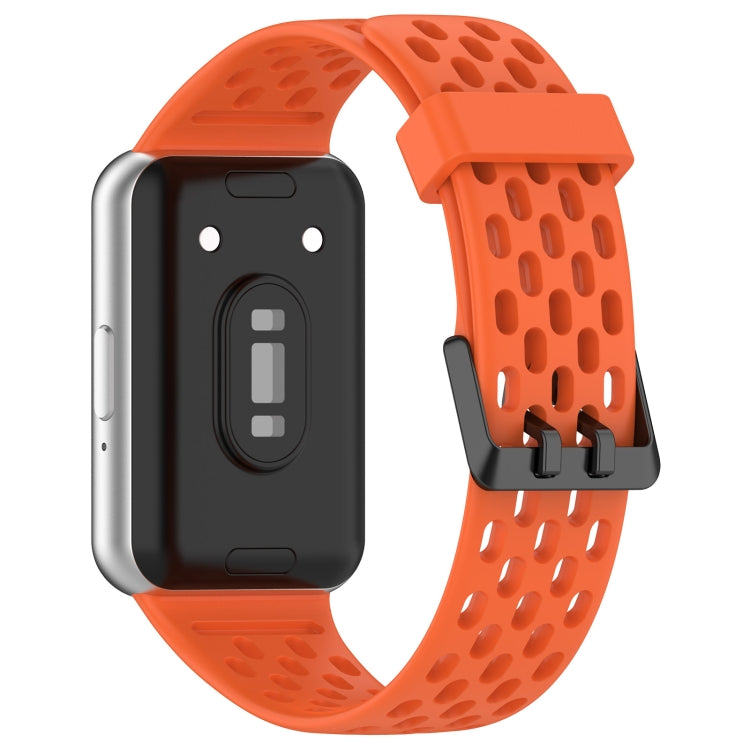 For Samsung Galaxy Fit 3 Hole Style Dual Buckle Silicone Watch Band(Orange) - Watch Bands by PMC Jewellery | Online Shopping South Africa | PMC Jewellery