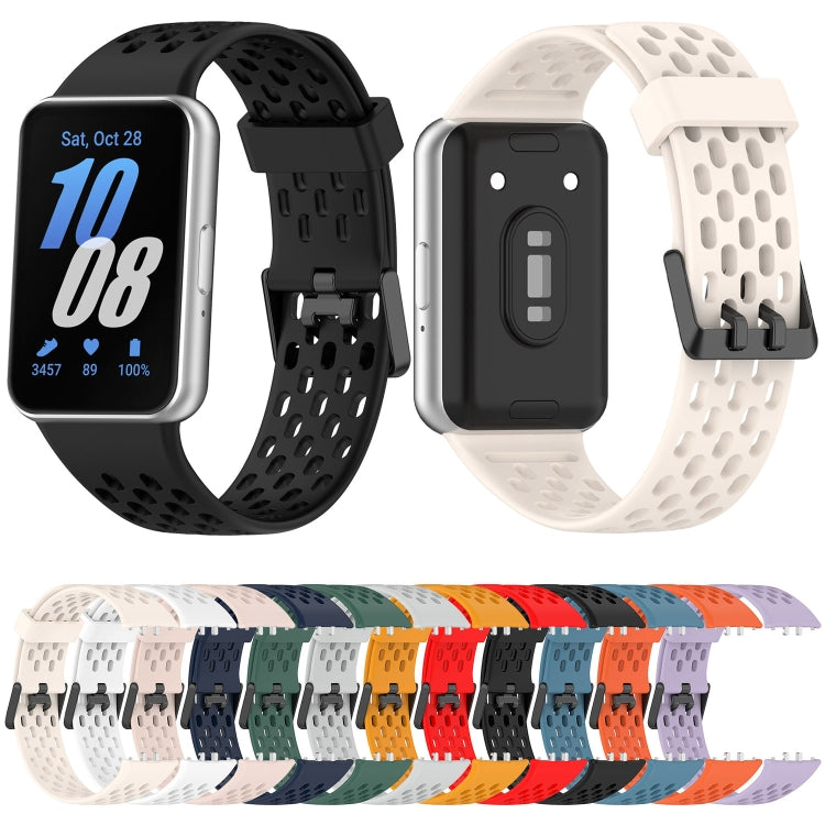 For Samsung Galaxy Fit 3 Hole Style Dual Buckle Silicone Watch Band(Black) - Watch Bands by PMC TechLife | Online Shopping South Africa | PMC TechLife