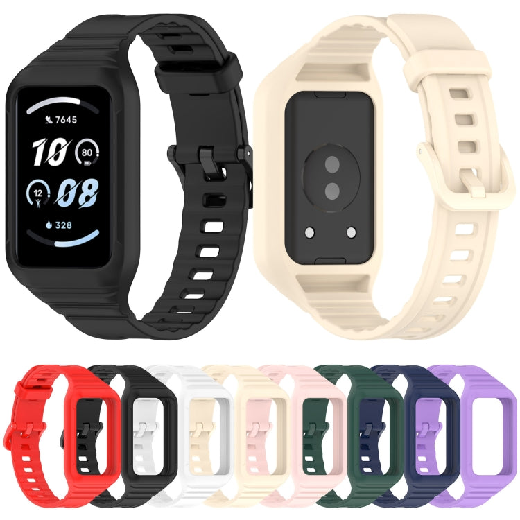 For Honor Band 9 Armor Integrated Silicone Watch Band(Black) - Watch Bands by PMC TechLife | Online Shopping South Africa | PMC TechLife