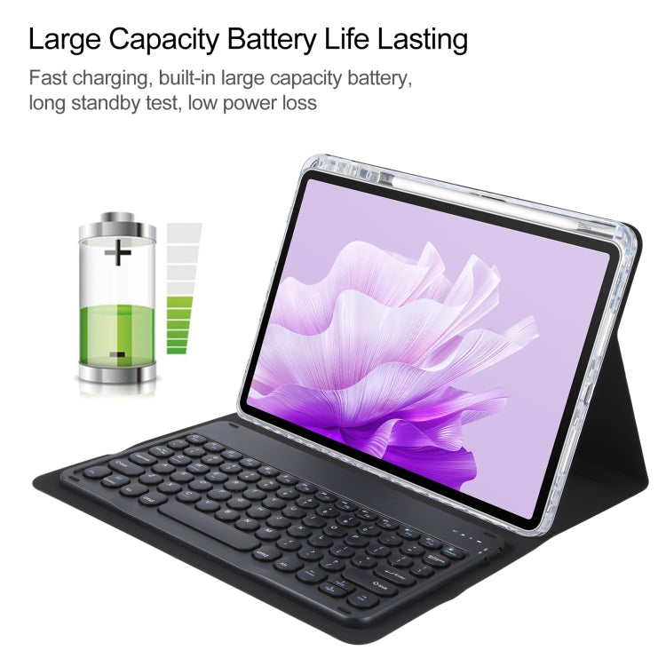 For Huawei MatePad Air 11.5 Round Button Bluetooth Keyboard Rotatable Holder Leather Case(Black) - free shipping - PMC TechLife - Order now!